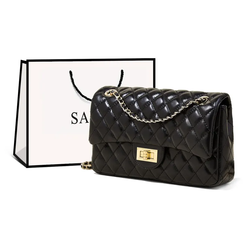 Safiya Cow Leather Business Casual Shoulder Bag Regular Women's Black-0