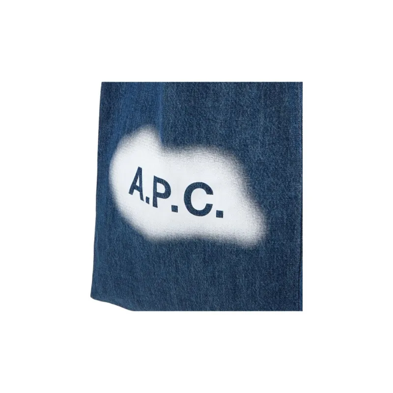 A.P.C . Logo Printed Denim Top Handle Bag-6