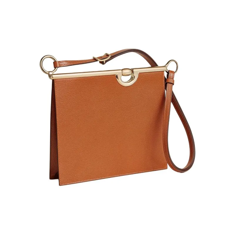 HERMES Mors De Bride Chamkila Goat Skin Shoulder Bag Crossbody Bag Women's 9Y Pain D'Épice Gingerbread-1