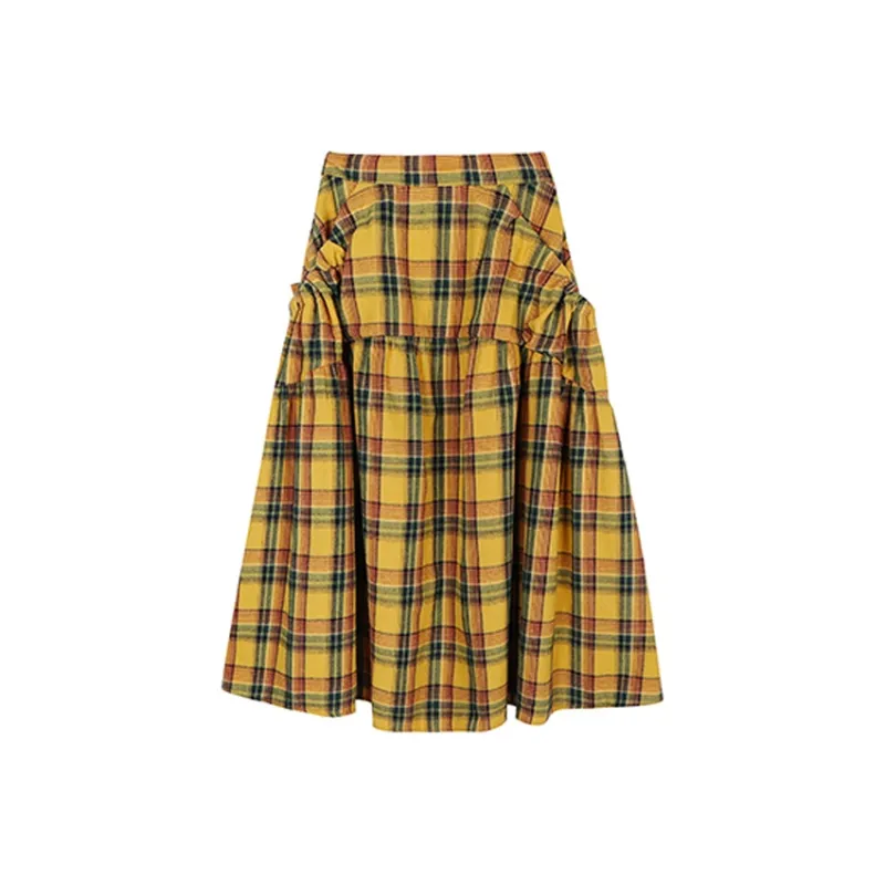 ETSE Casual Long Skirts Women's Yellow-1