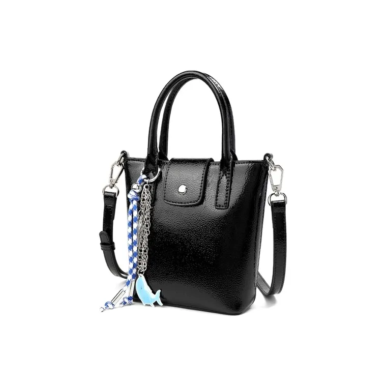 Teenmix Cow Leather Handbag Regular Women's Black/Burgundy-0