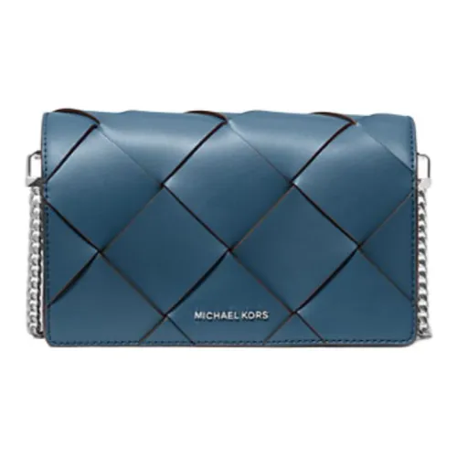 MICHAEL KORS Jet Set Leather Shoulder Bag Medium Size Women's Blue