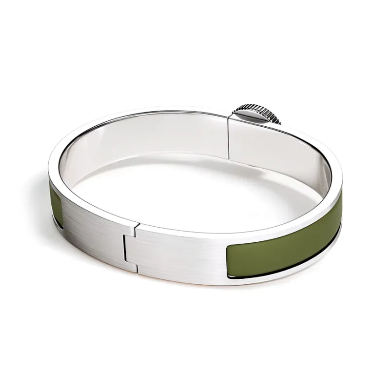 HERMES Palladium Plated Bangles Men's Green-1