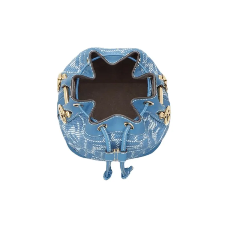 FENDI Mon Tresor Cotton Bucket Bags Shoulder Bag Crossbody Bag Handbag Mini Women's Blue-3