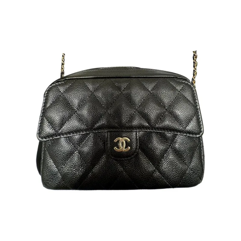 CHANEL Cow Leather Camera Bag, Crossbody Bag, Shoulder Bag Trumpets Women's Black-0