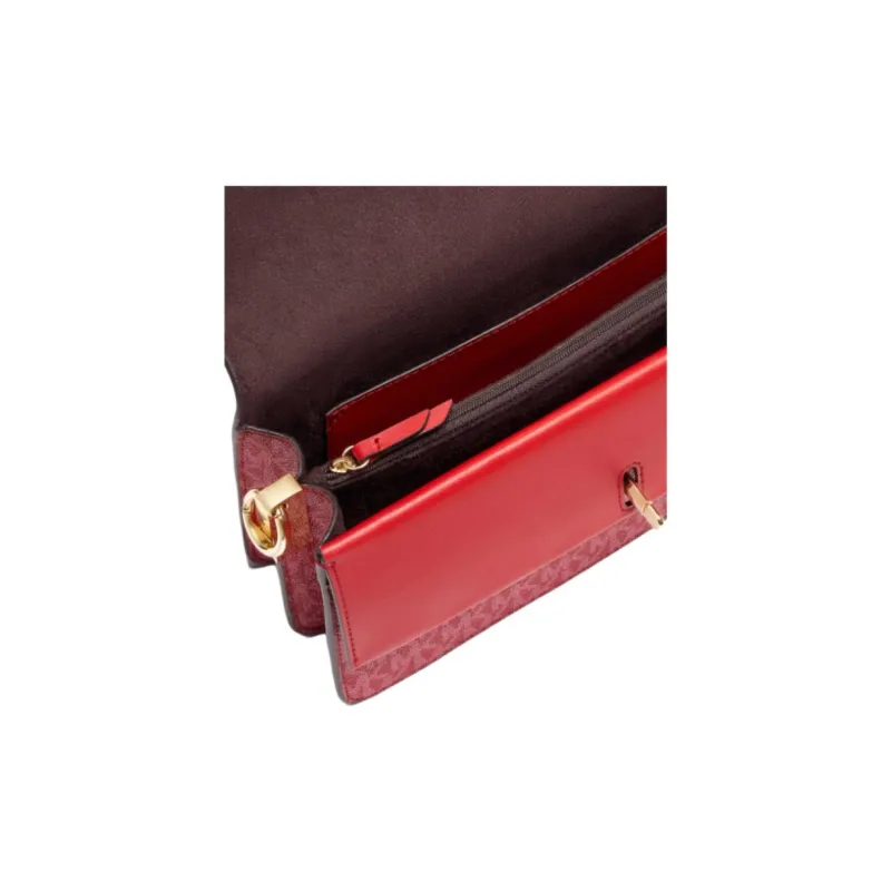 MICHAEL KORS Greenwich Artificial Leather With Split Cow Leather Small Square Bag Shoulder Bag Medium Size Women's Red-4