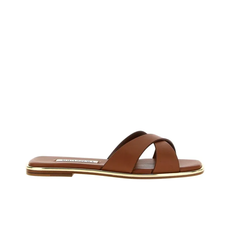 AQUAZZURA Slide Slippers Women's Brown-1