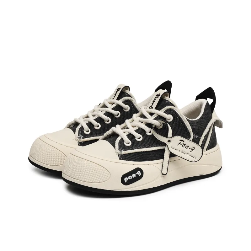 Hong Kong Meng Slip Resistant Breathable Height Increasing Low Top Skateboard Shoes Unisex Black-2