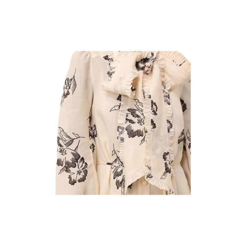 Zimmermann SS25 Long Sleeved Dress Women's Cream-4