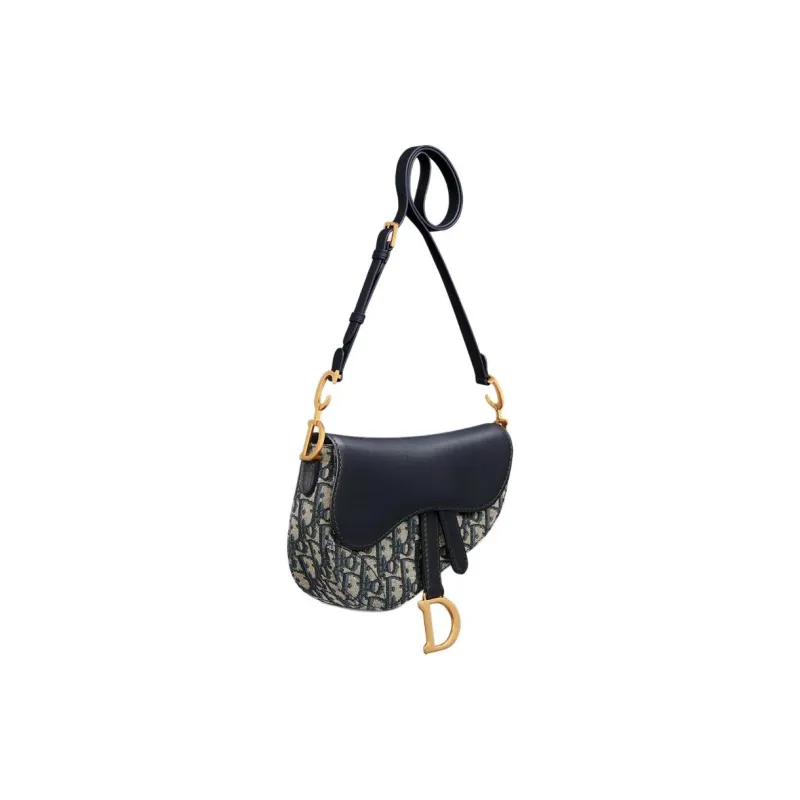 DIOR Cotton Saddle Bag, Shoulder Bag Mini Women's Blue-2