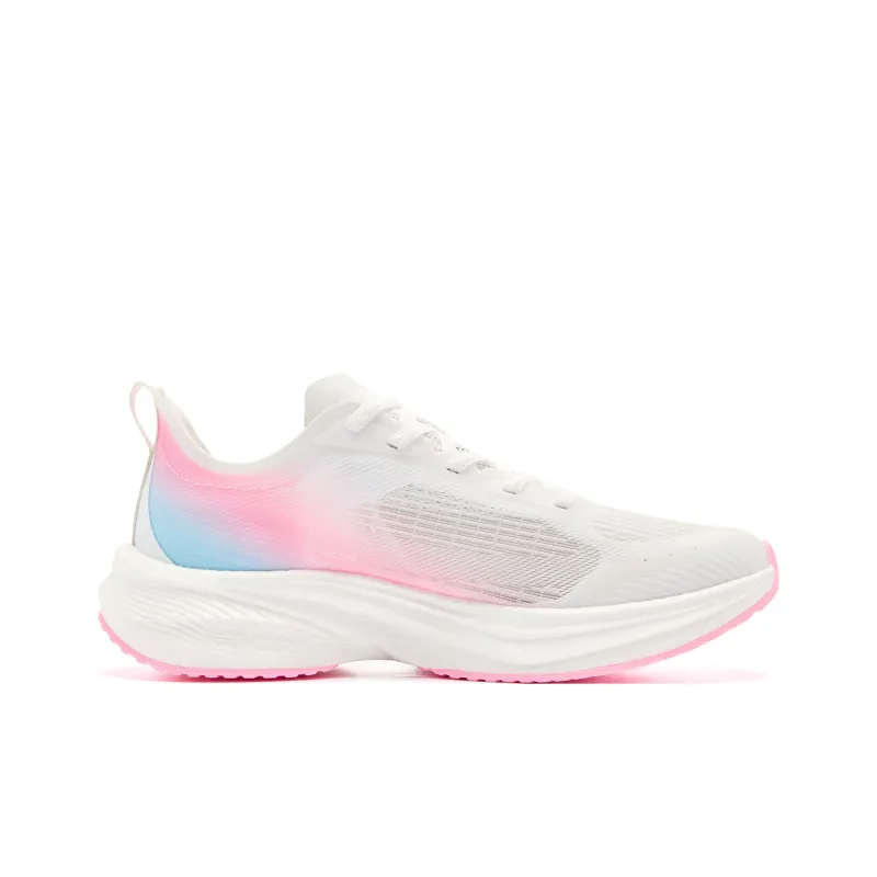 QIAODAN Light Speed 5.0PLUS Cushioned Slip Resistant Abrasion Resistant Low Top Casual Running Shoes Women's White Pink-1