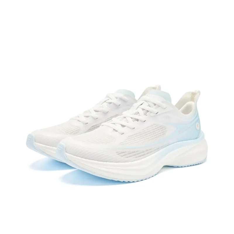 QIAODAN Light Speed 5.0PLUS Cushioned Slip Resistant Abrasion Resistant Low Top Casual Running Shoes Women's White Blue-2