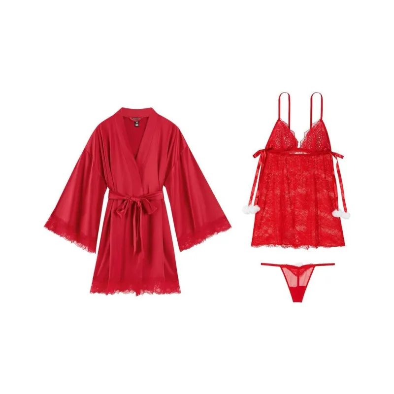 Victoria's Secret Pajama Set Women's Red-0