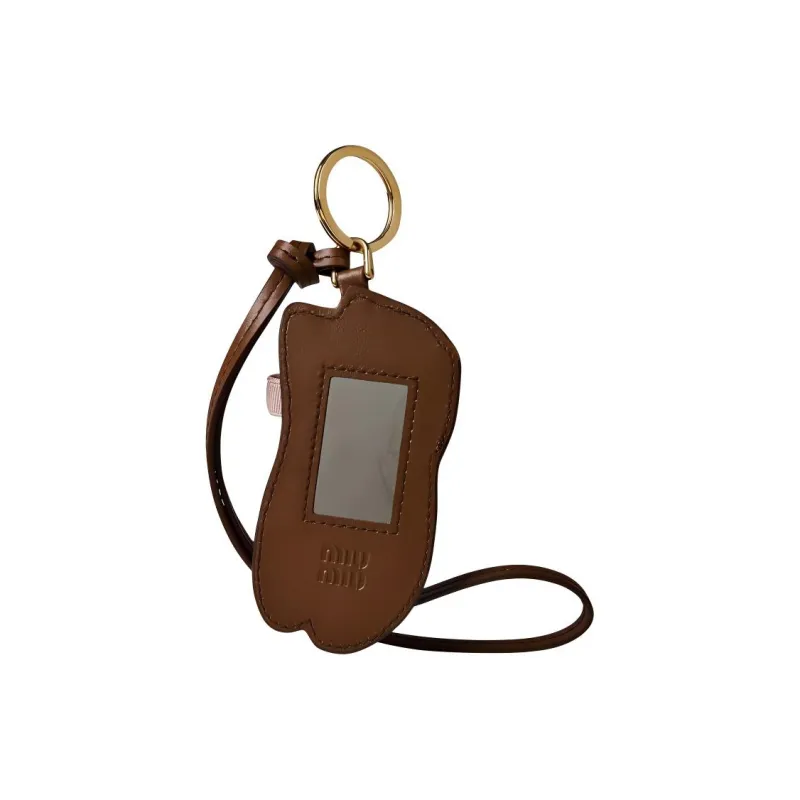 MIU MIU Leather Keychain Charm Bag Accessory Women's Water Lily Color-3