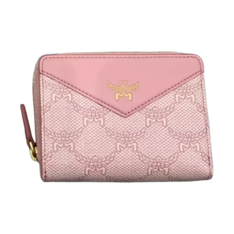MCM Canvas Wallet Mini Women's Pink-0
