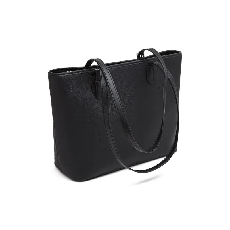 Old Man's Head Top Grain Cow Leather Shoulder Bag Regular Women's Black/Elephant Grey/Caramel-2