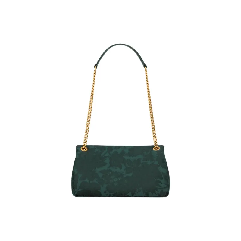 SAINT LAURENT Calypso Viscose Shoulder Bag Trumpets Women's Emerald Green-4