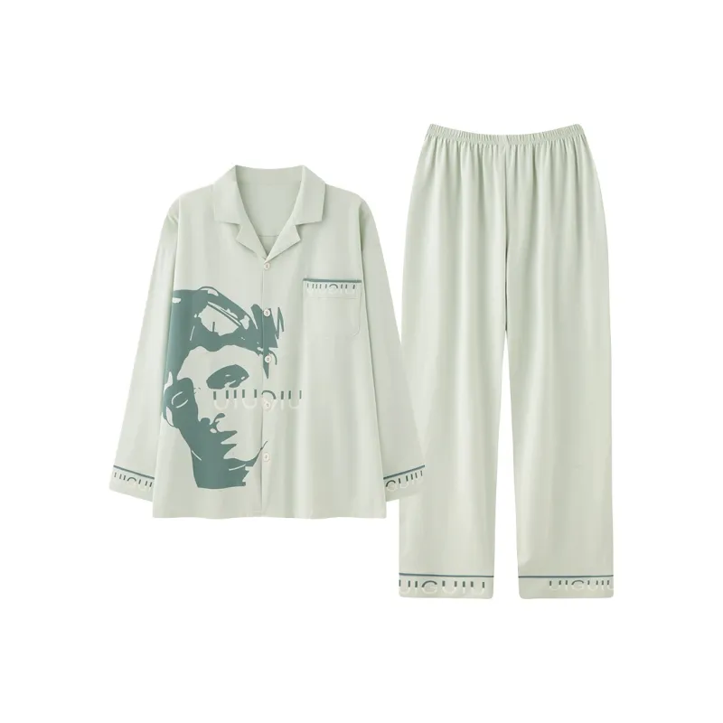 Chun Xi Pajama Set Men's Light Green-0