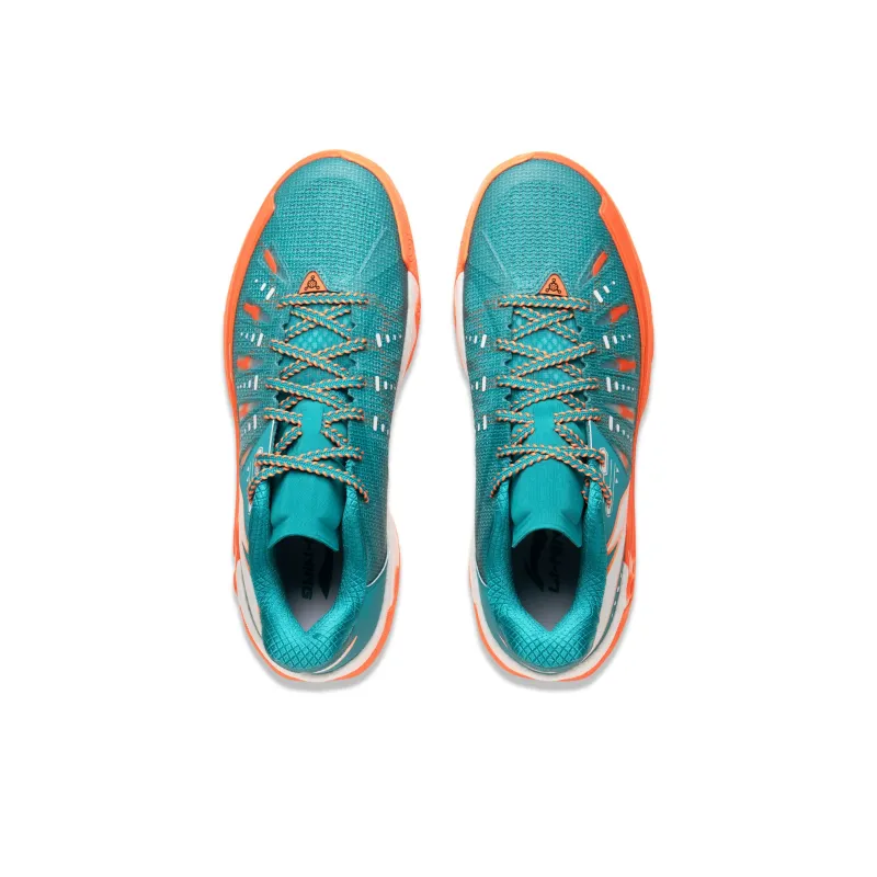 LiNing Jie Ao 2 Cushioning Anti Slip And Wear Resistant Rebound Low Top Outdoor Basketball Shoes Men's Cyan Orange-3