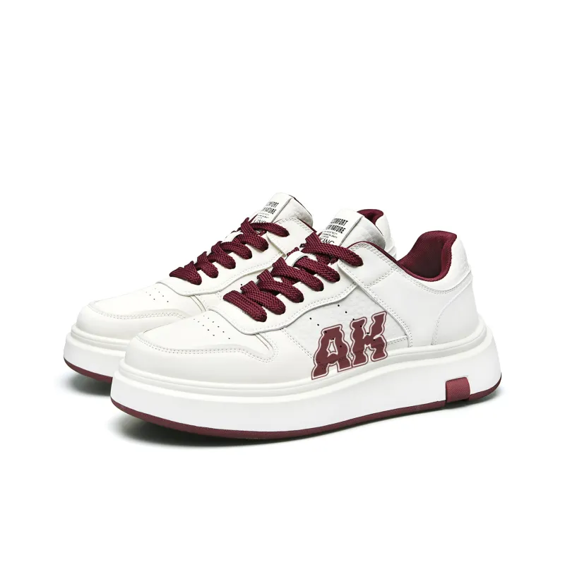 AOKANG Air Force One Series Skateboard Shoes Men Low Top White Red, White Brown-17
