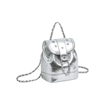 Warrior PU Backpack Medium Size Unisex Silver