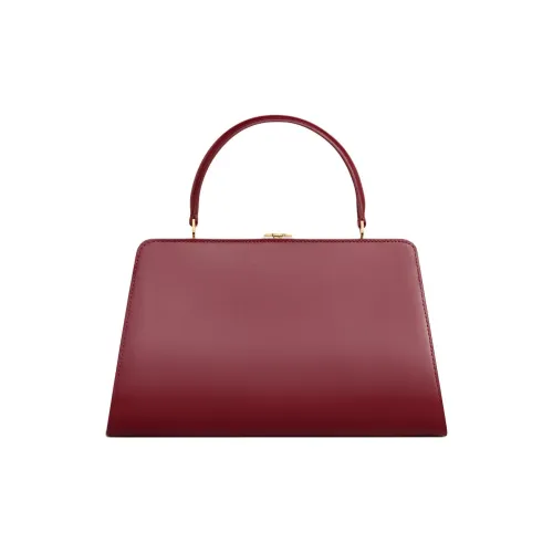 CELINE Satin Calfskin Handbag Medium Size Women's Bordeaux Red