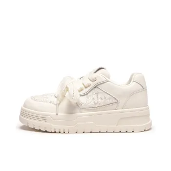 Hotwind Cream Lace Series Height Increasing Low Top Skateboard Shoes Women's