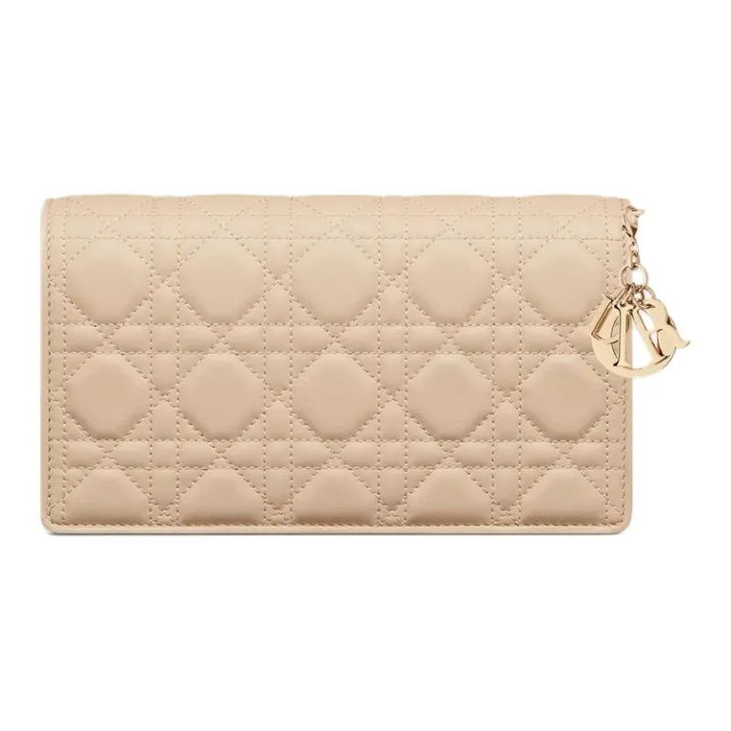 DIOR Lady Dior Lambskin Clutches Shoulder Bags Women's Light Beige-3