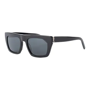 SAINT LAURENT Acetate Metal Nylon Rectangular Sunglasses Unisex Black
