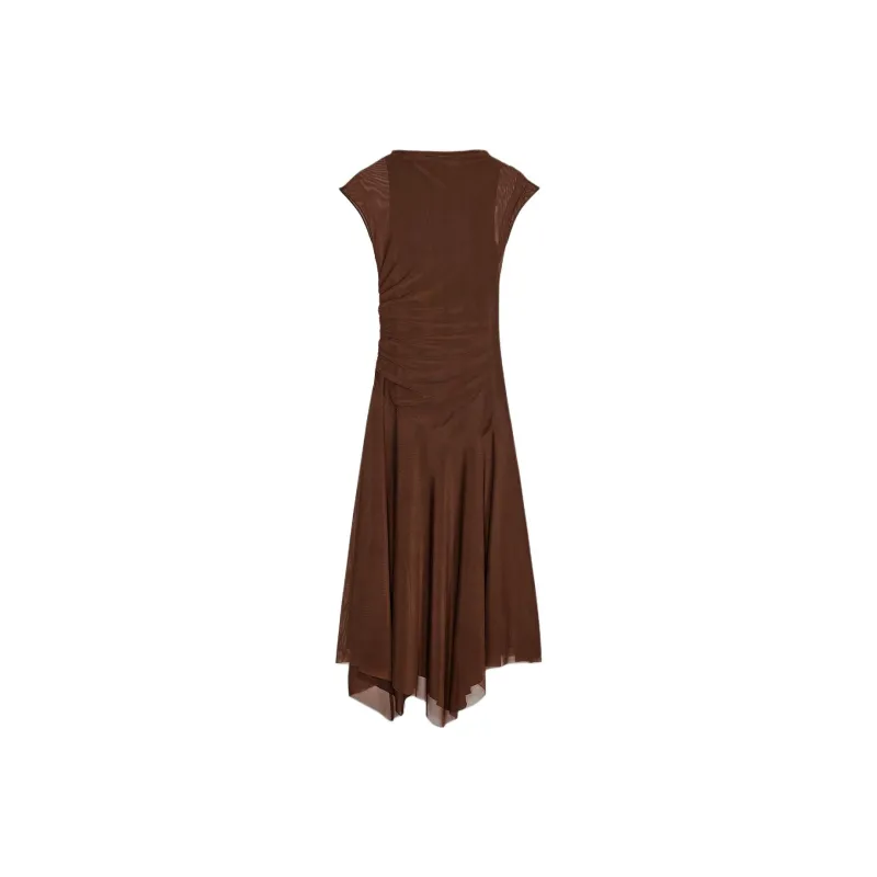 ZARA Sleeveless Dress Women's Brown-1