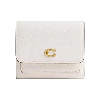 COACH Leather Wallet Small Size Women's Brass & Chalk