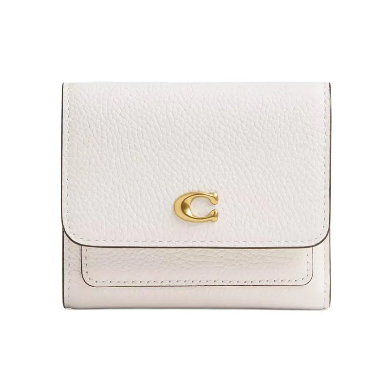 COACH Leather Wallet Small Size Women's Brass & Chalk-0