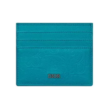 DIOR Calfskin Card Holder Men's Blue