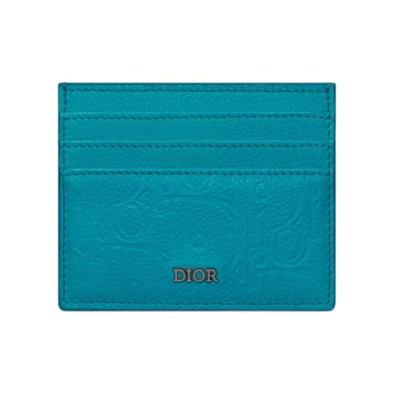 DIOR Calfskin Card Holder Men's Blue-0