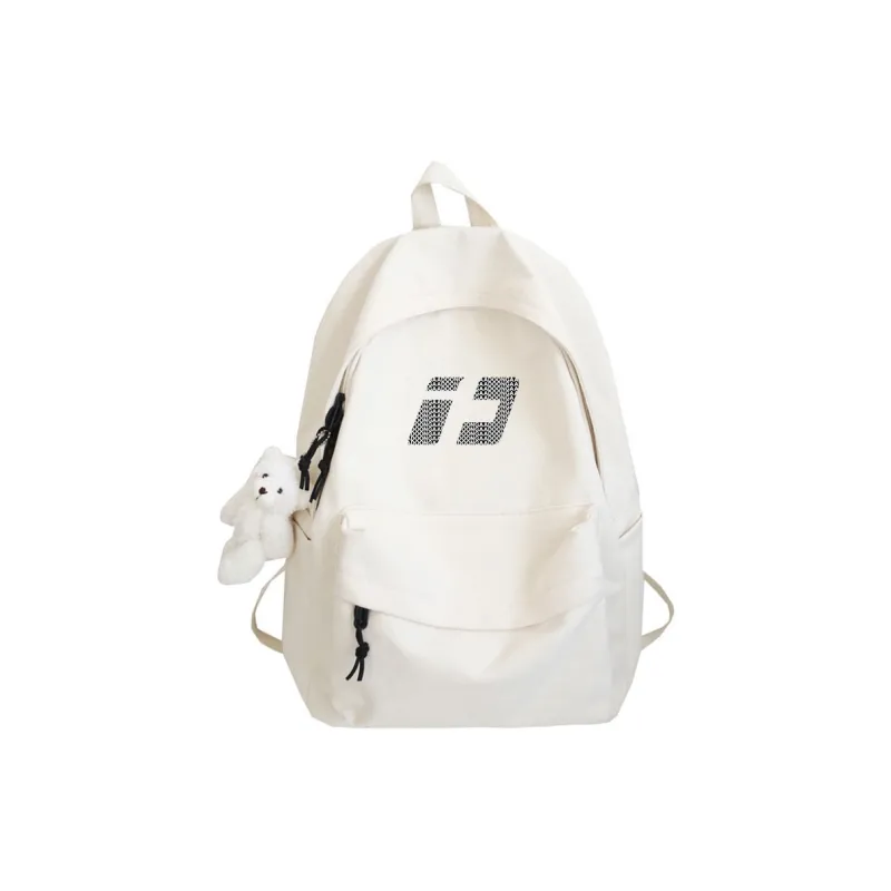 ADOONGA Canvas Backpack Regular Unisex Black/White-4