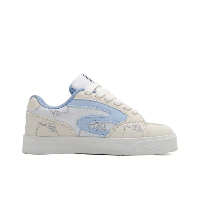 OAOQ Cushioned Wear Resistant Lightweight Breathable Low Top Skateboard Shoes Women's Beige Blue-2