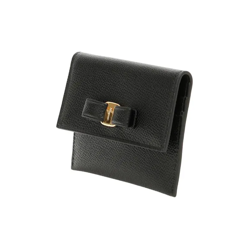 Ferragamo Vara Bow Small Card Holder Black-1