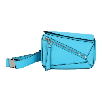 LOEWE Puzzle Bum Bag In Classic Calfskin Mini Cyan