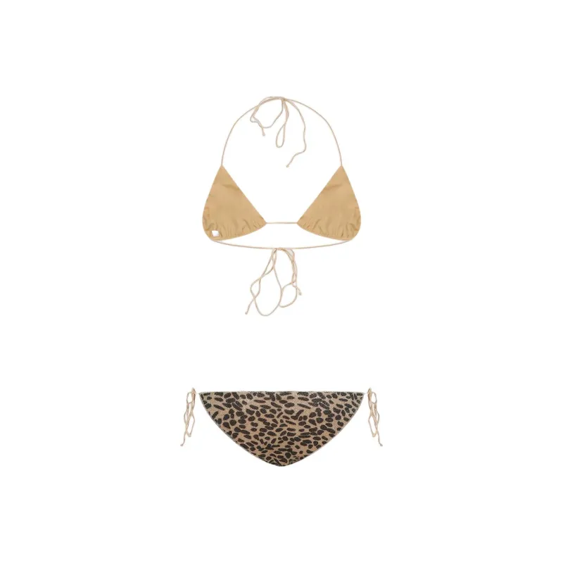 Oséree Leopard Printed Halterneck Two Piece Swimsuit-1