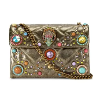 Kurt Geiger London Kensington Leather Shoulder Bag Medium Size Women's Gold