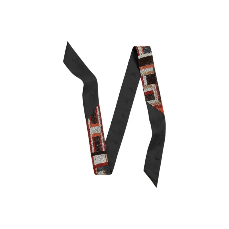HERMES Silk Glass Beads Silk Scarves Unisex Black-0