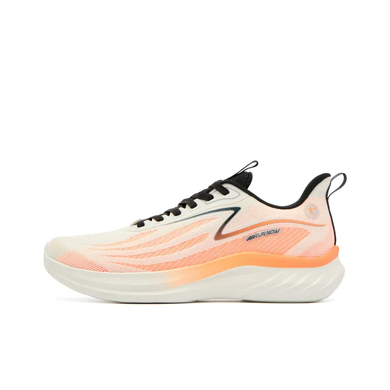 QIAODAN Cushioned Slip Resistant Abrasion Resistant Low Top Casual Running Shoes Men's Beige Orange-0