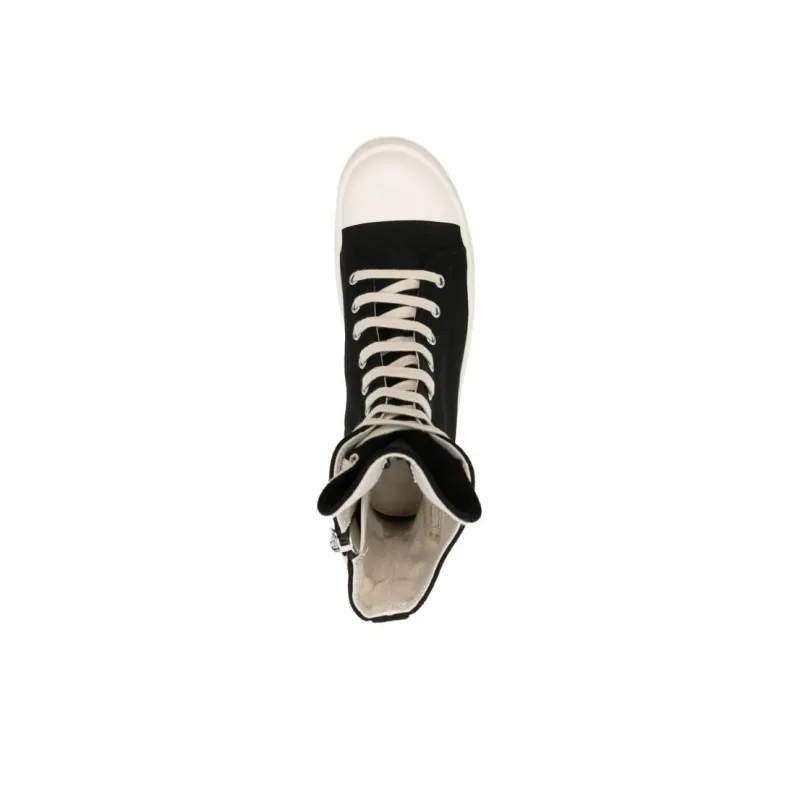 Rick Owens DRKSHDW High Top Canvas Shoes Women's Black-2