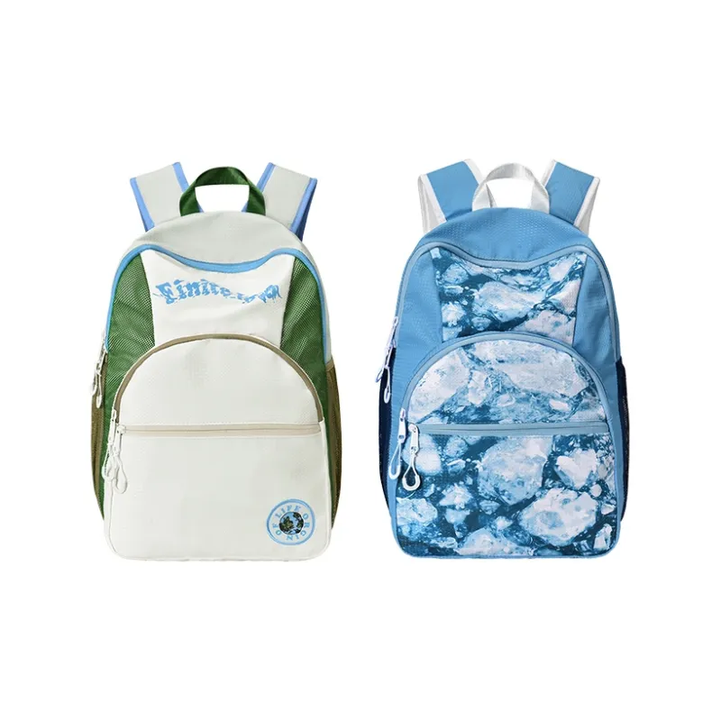 FINITE LOOP Eco-Friendly Fabric Backpack Unisex White Blue-22