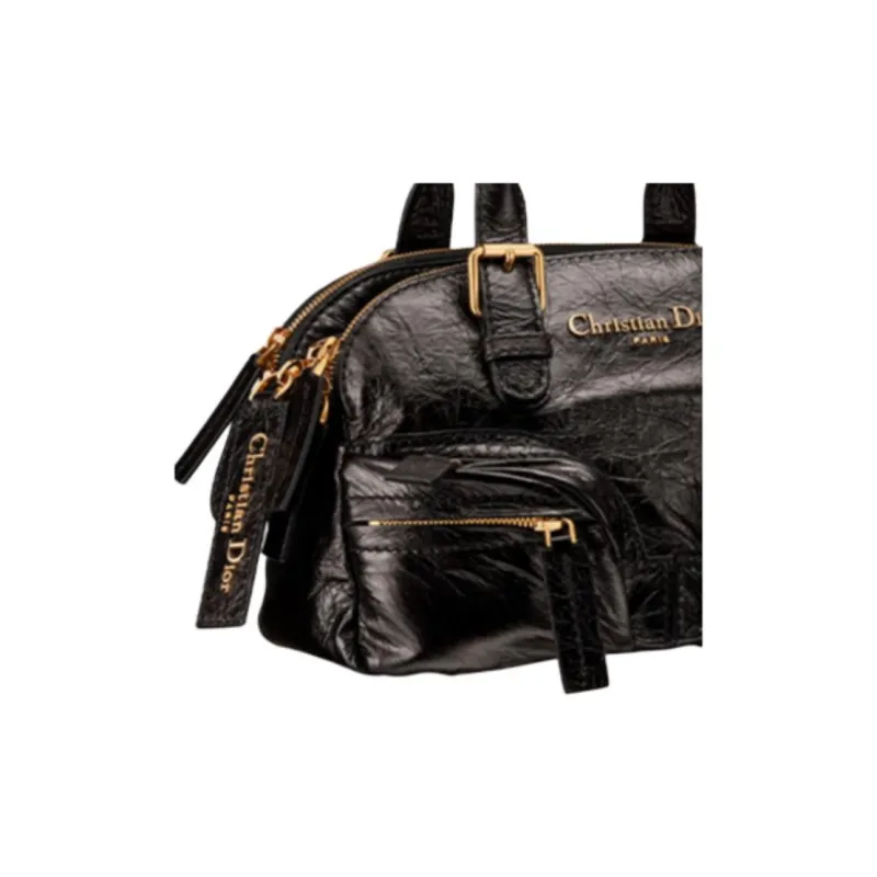 DIOR Cow Leather Bowling Bag, Handbag Trumpets Women's Black-1