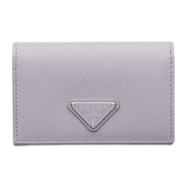 PRADA Saffiano Cow Leather Card Holder Women's Light Purple-0