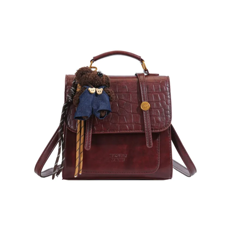 ROUNDOT PU Backpack Women's Black/Red Coffee Brown/Beige-8