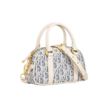 DIOR Cotton Shoulder Bag, Crossbody Bag, Handbag Extra Mini Women's Blue & Light Cookie