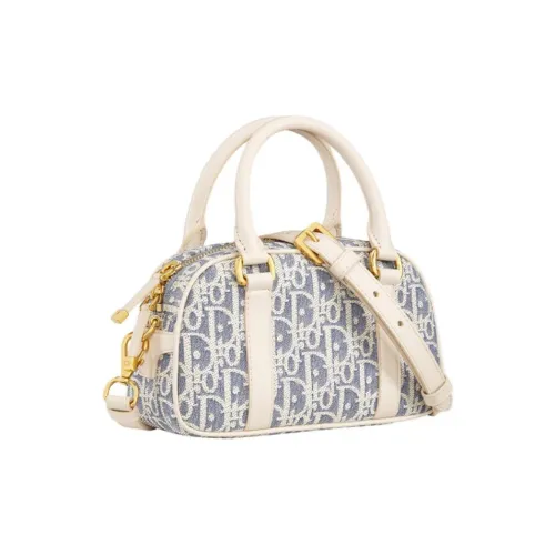 DIOR Cotton Shoulder Bag, Crossbody Bag, Handbag Extra Mini Women's Blue & Light Cookie