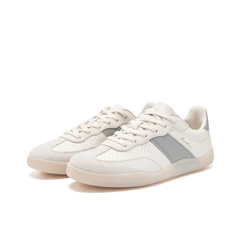 QIAODAN Wave German Army Trainers Abrasion Resistant Slip Resistant Low Top Skateboard Shoes Women's Greige-3